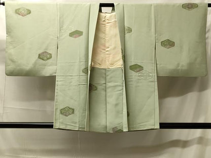 平和屋着物＃羽織　地紋起こし　亀甲草花文　正絹　逸品　CABH7035in