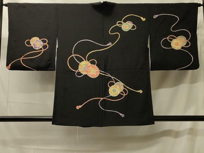 平和屋着物＃羽織　鼓文　黒地　金彩　正絹　逸品　CABH7036in
