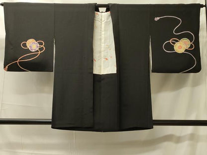 平和屋着物＃羽織　鼓文　黒地　金彩　正絹　逸品　CABH7036in