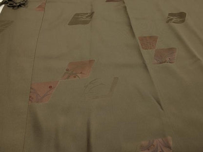 平和屋着物＃道中着　地紋起こし　色紙草花文　ロング丈　正絹　逸品　CABH7038in