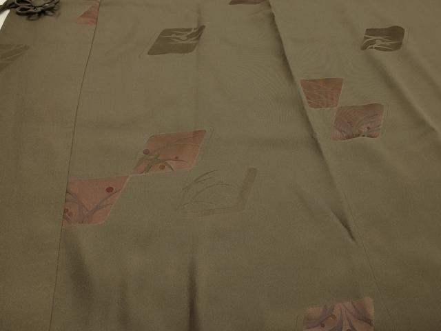 平和屋着物＃道中着　地紋起こし　色紙草花文　ロング丈　正絹　逸品　CABH7038in
