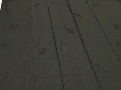 平和屋着物＃道行コート　雨コート　単衣　檜扇地紋　黒地　ロング丈　正絹　逸品　CABH7041in