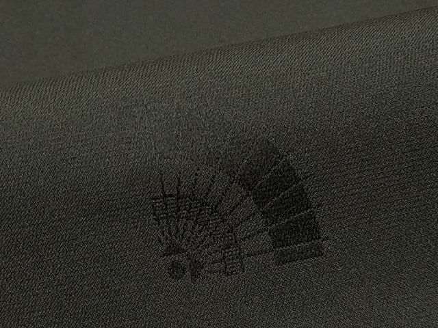 平和屋着物＃道行コート　雨コート　単衣　檜扇地紋　黒地　ロング丈　正絹　逸品　CABH7041in