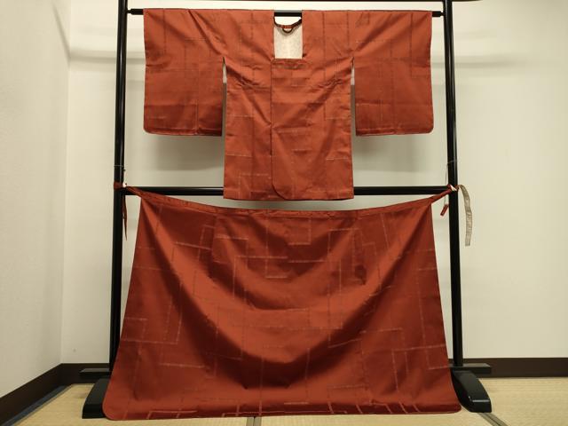 平和屋着物＃道行コート　二部式　単衣　幾何学文様　正絹　逸品　未使用　CABH7044in
