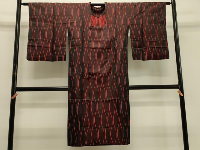 平和屋着物＃道行コート　雨コート　単衣　立涌文　ロング丈　正絹　逸品　CABH7045in