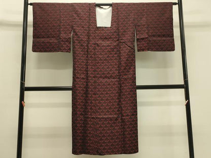 平和屋着物＃道行コート　雨コート　単衣　七宝草葉文　ロング丈　正絹　逸品　CABH7048in