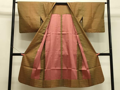 平和屋着物＃道行コート　雨コート　単衣　格子　暈し染め　ロング丈　正絹　逸品　未使用　CABH7050in