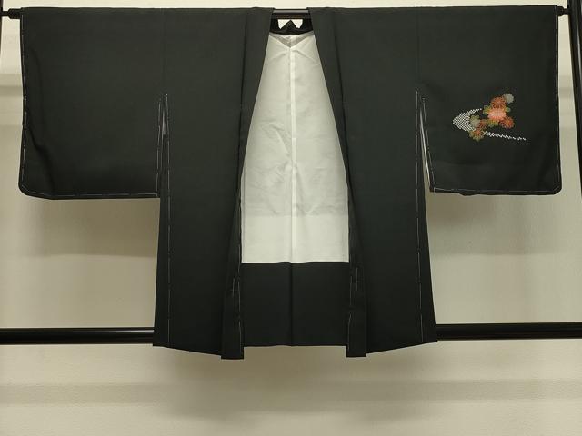 平和屋着物＃羽織　道長御所車花文　黒地　金彩　正絹　逸品　未使用　CABH7051in