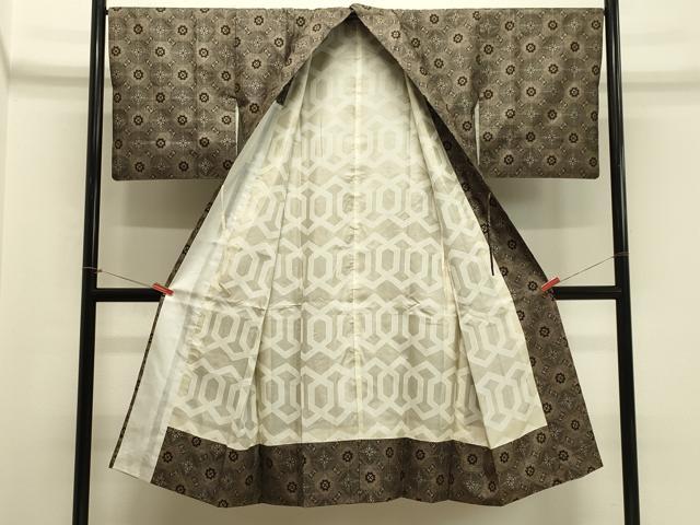 平和屋着物＃本場大島紬　道中着　割り込み絣　七宝花文　ロング丈　正絹　逸品　CABH7052in