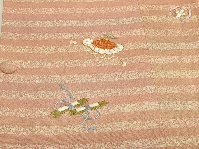 平和屋着物＃道行コート　駒刺繍　横段宝尽くし文　暈し染め　金糸　高島屋扱い　ロング丈　正絹　逸品　CABH7056in