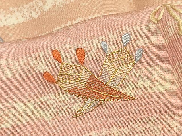 平和屋着物＃道行コート　駒刺繍　横段宝尽くし文　暈し染め　金糸　高島屋扱い　ロング丈　正絹　逸品　CABH7056in