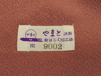 平和屋着物＃道行コート　色無地　江戸茶色　鬼しぼ縮緬　やまと誂製　ロング丈　正絹　逸品　CABH7058in