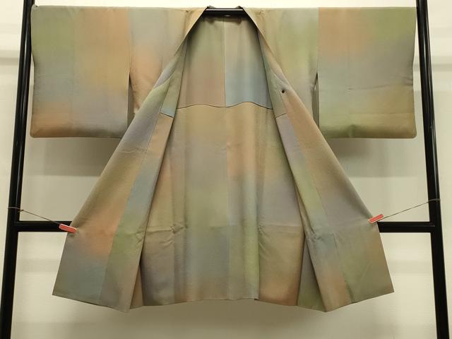 平和屋着物＃染色作家　斉藤三才　道行コート　霞文　暈し染め　鬼しぼ縮緬　ロング丈　正絹　逸品　CABH7060in
