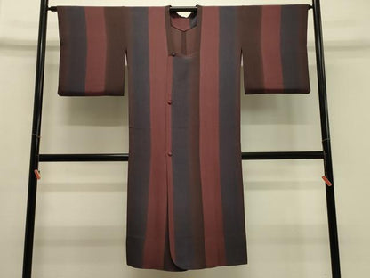 平和屋着物＃道行コート　単衣　変わり間道　暈し染め　鬼しぼ縮緬　ロング丈　正絹　逸品　CABH7062in