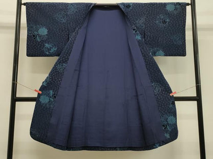 平和屋着物＃道行コート　輪奈織　草花丸文　ロング丈　正絹　逸品　CABH7063in