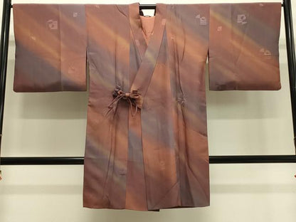 平和屋着物＃道中着　草花丸文　暈し染め　ロング丈　正絹　逸品　CABH7064in