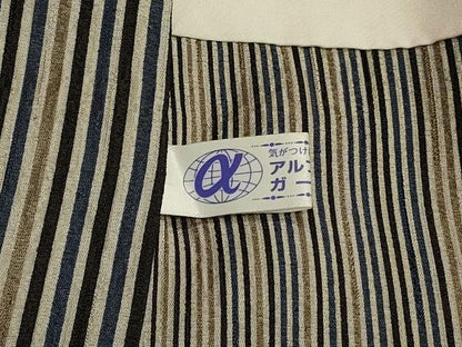 平和屋着物＃道中着　縞　ロング丈　正絹　逸品　CABH7066in