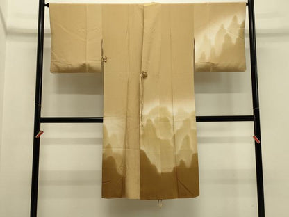 平和屋着物＃ユネスコ世界遺産表現作家 白川丈山　道中着　遠山文　暈し染め　ロング丈　正絹　逸品　CABH7067in