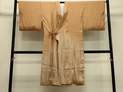 平和屋着物＃道中着　縞　たたき染め　ロング丈　正絹　逸品　CABH7069in