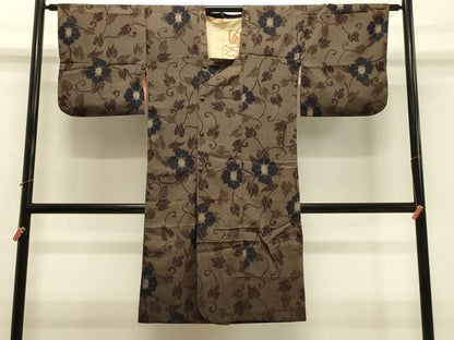 平和屋着物＃道行コート　銘仙　花唐草文　ロング丈　正絹　逸品　CABH7074in
