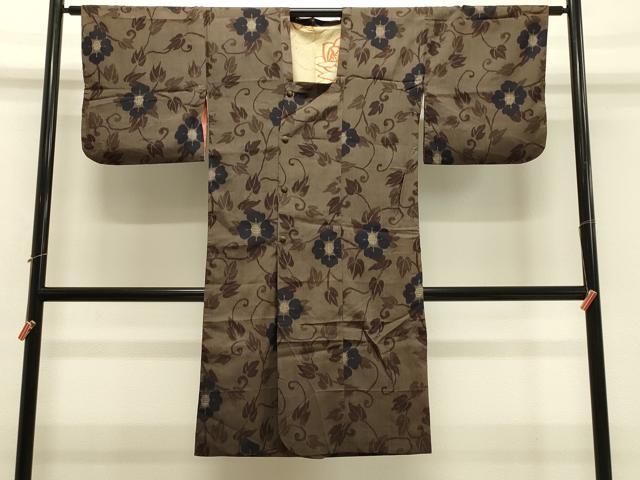平和屋着物＃道行コート　銘仙　花唐草文　ロング丈　正絹　逸品　CABH7074in