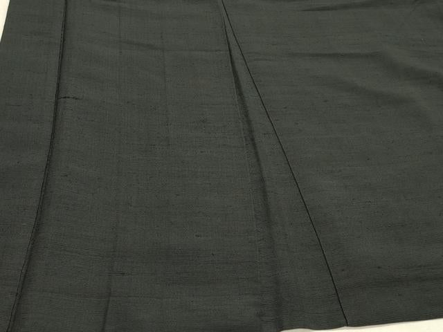 平和屋着物＃男性　長羽織　紬地　黒緑色　正絹　逸品　CABH7077in