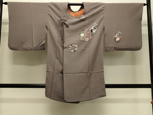 平和屋着物＃コート作家　三本賢　道行コート　花鳥文　正絹　逸品　CABH7078in