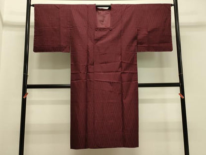 平和屋着物＃道行コート　雨コート　単衣　立涌文　栗皮茶色　ロング丈　正絹　逸品　未使用　CABH7079in