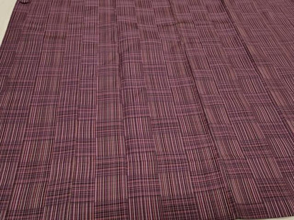 平和屋着物＃道行コート　雨コート　格子　ロング丈　正絹　逸品　CABH7083in