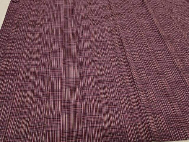 平和屋着物＃道行コート　雨コート　格子　ロング丈　正絹　逸品　CABH7083in