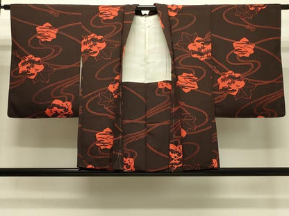 平和屋着物＃羽織　鏡裏草花文　正絹　逸品　CABH7086in