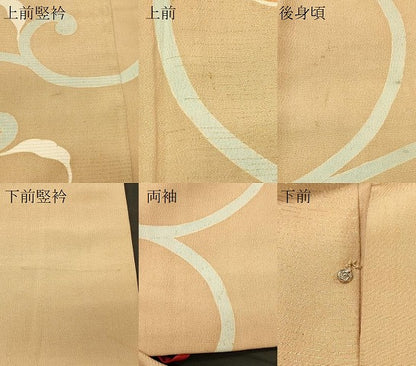 平和屋着物＃道行コート　花唐草文　金糸　ロング丈　正絹　逸品　CABH7087in