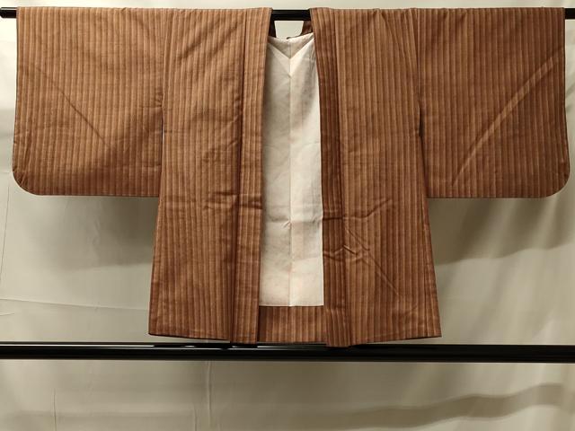 平和屋着物＃士乎路紬　羽織　縞　加納別誂　反端付き　正絹　逸品　CABH7091in