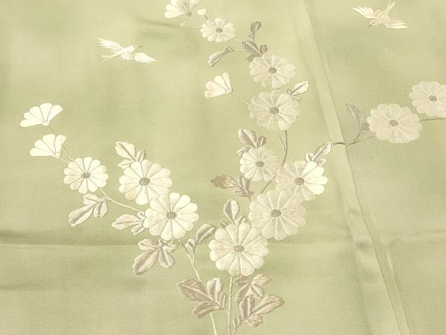 平和屋着物＃中国三大刺繍　相良刺繍　総刺繍　羽織　花鳥文　暈し染め　銀糸　正絹　逸品　CABH7093in