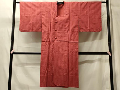 平和屋着物＃道行コート　雨コート　単衣　縞　ロング丈　正絹　逸品　CABH7095in