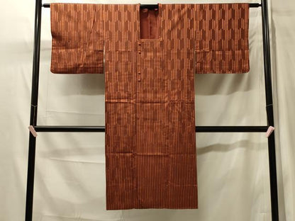 平和屋着物＃道行コート　雨コート　縞　ロング丈　正絹　逸品　CABH7097in