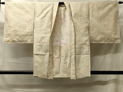 平和屋着物＃本場大島紬　白大島　羽織　草花文　正絹　逸品　未使用　CABH7099in