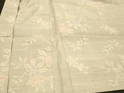 平和屋着物＃本場大島紬　白大島　羽織　草花文　正絹　逸品　未使用　CABH7099in