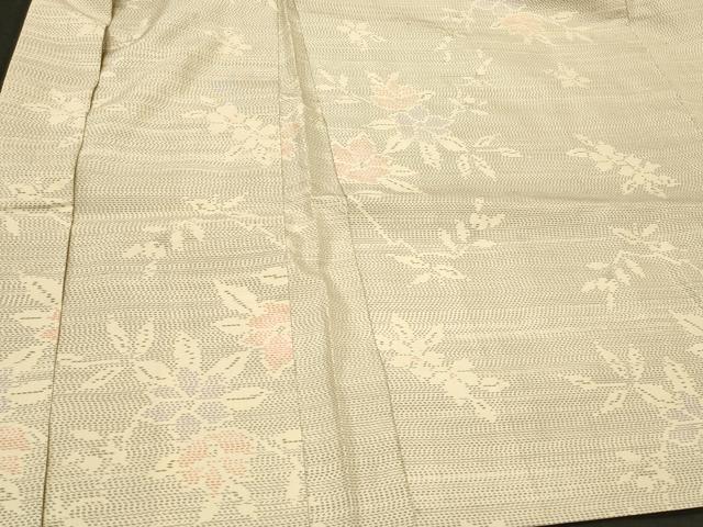 平和屋着物＃本場大島紬　白大島　羽織　草花文　正絹　逸品　未使用　CABH7099in