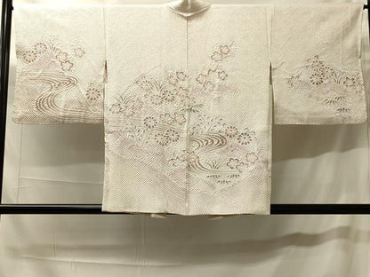 平和屋着物＃名門　藤娘きぬたや・総絞り　羽織　流水草花文　正絹　逸品　CABH7106in