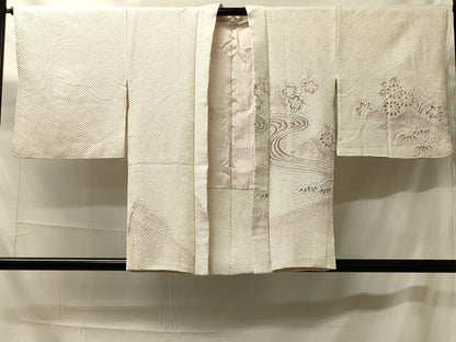 平和屋着物＃名門　藤娘きぬたや・総絞り　羽織　流水草花文　正絹　逸品　CABH7106in