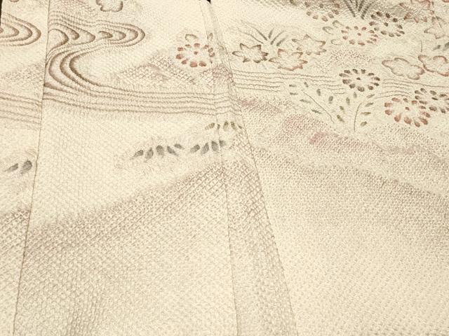 平和屋着物＃名門　藤娘きぬたや・総絞り　羽織　流水草花文　正絹　逸品　CABH7106in