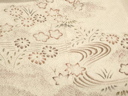 平和屋着物＃名門　藤娘きぬたや・総絞り　羽織　流水草花文　正絹　逸品　CABH7106in