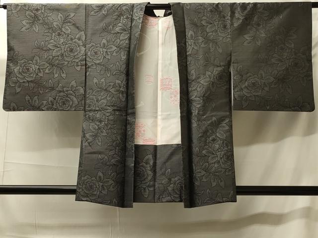 平和屋着物＃本場大島紬　羽織　バラ　薔薇　正絹　逸品　CABH7108in