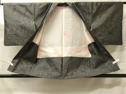平和屋着物＃本場大島紬　羽織　バラ　薔薇　正絹　逸品　CABH7108in