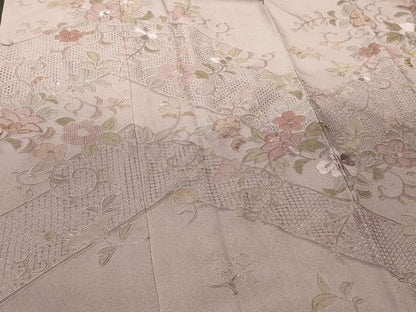 平和屋着物＃中国三大刺繍　スワトウ刺繍　総刺繍　道行コート　花唐草文　暈し染め　正絹　逸品　未使用　CABH7111in