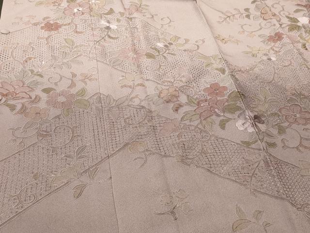 平和屋着物＃中国三大刺繍　スワトウ刺繍　総刺繍　道行コート　花唐草文　暈し染め　正絹　逸品　未使用　CABH7111in