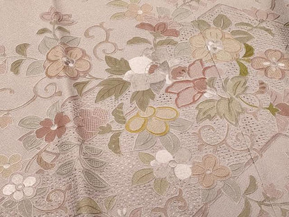 平和屋着物＃中国三大刺繍　スワトウ刺繍　総刺繍　道行コート　花唐草文　暈し染め　正絹　逸品　未使用　CABH7111in