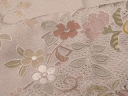 平和屋着物＃中国三大刺繍　スワトウ刺繍　総刺繍　道行コート　花唐草文　暈し染め　正絹　逸品　未使用　CABH7111in