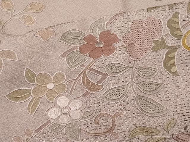 平和屋着物＃中国三大刺繍　スワトウ刺繍　総刺繍　道行コート　花唐草文　暈し染め　正絹　逸品　未使用　CABH7111in